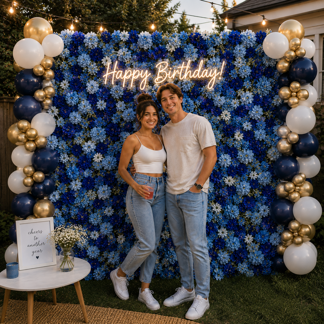 Luxury baby shower photo booth and flower wall